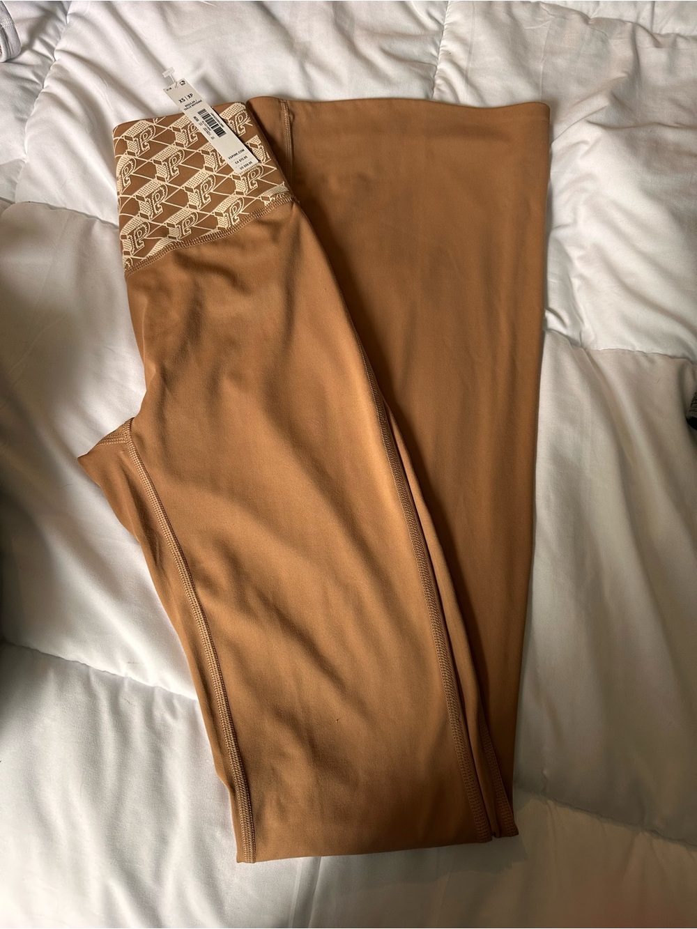 PINK Victoria's Secret Tan Logo-Print High-Waist Leggings
